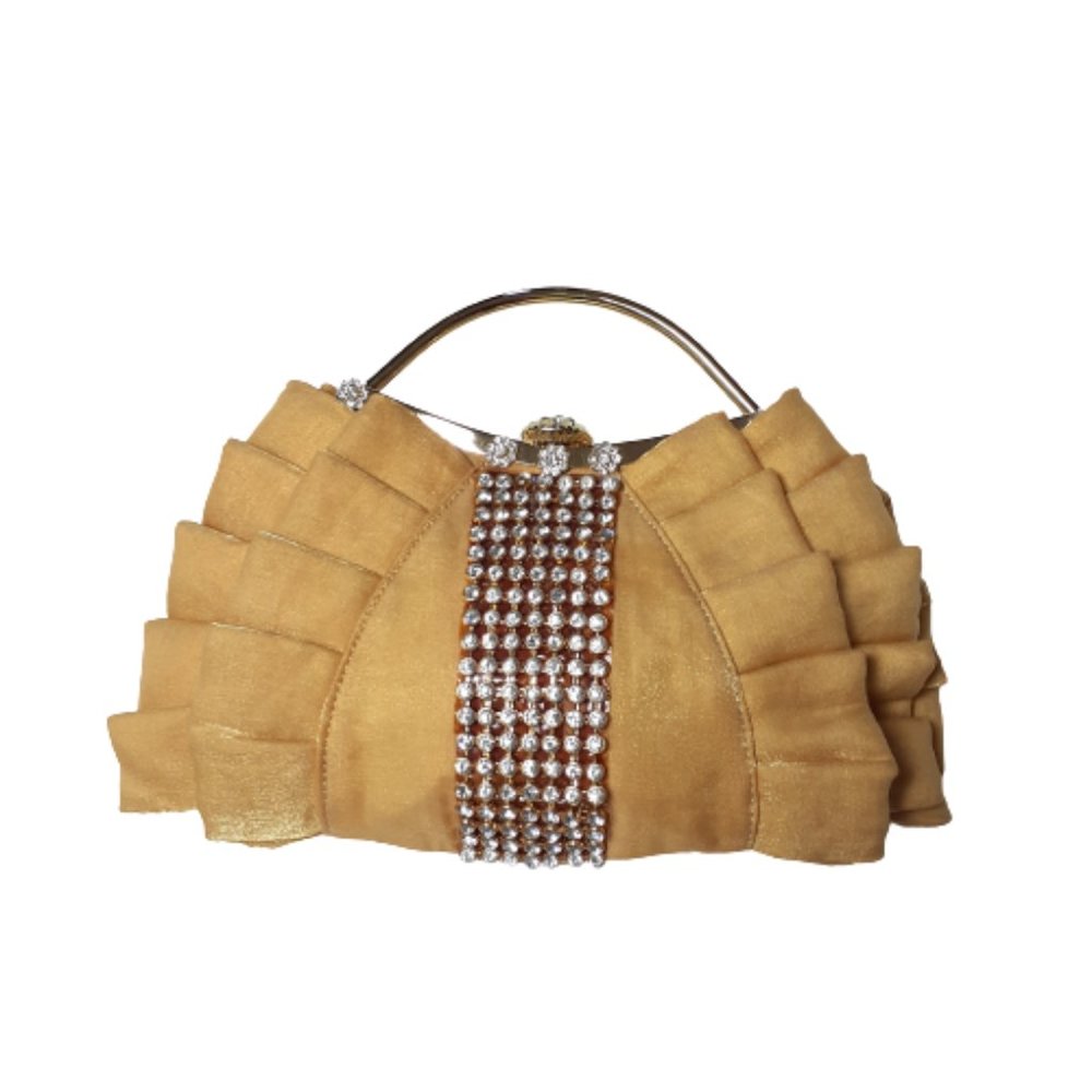 😍Gold Clamshell Clutch with Rhinestones